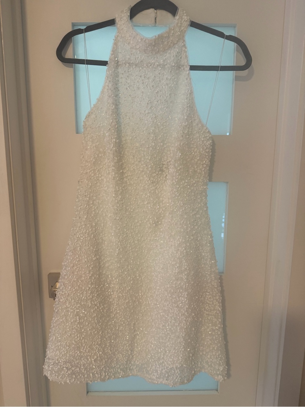 White Textured Halter Midi Dress
